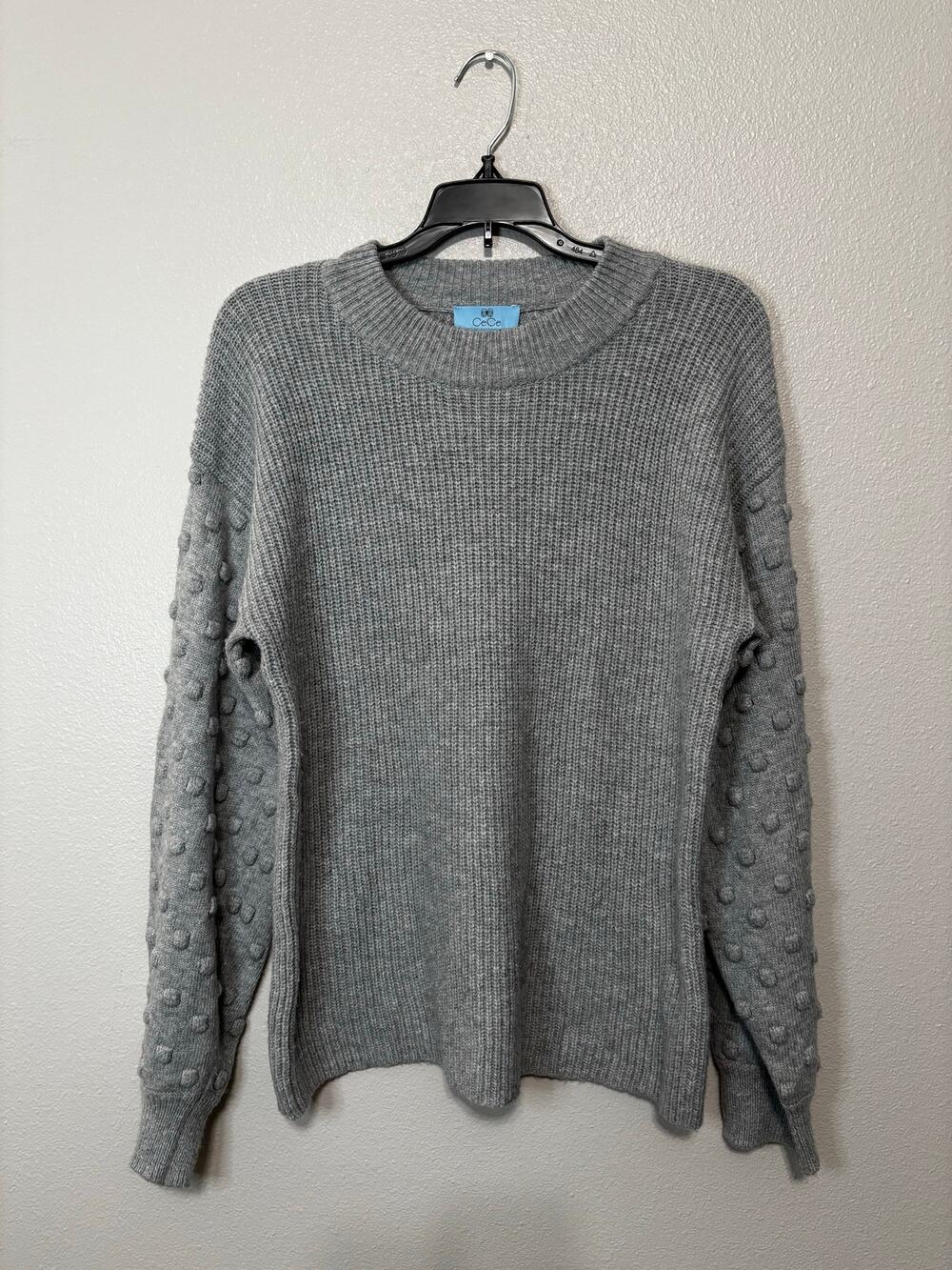 CECE Gray Bubble Stitch Sleeve Sweater Size M